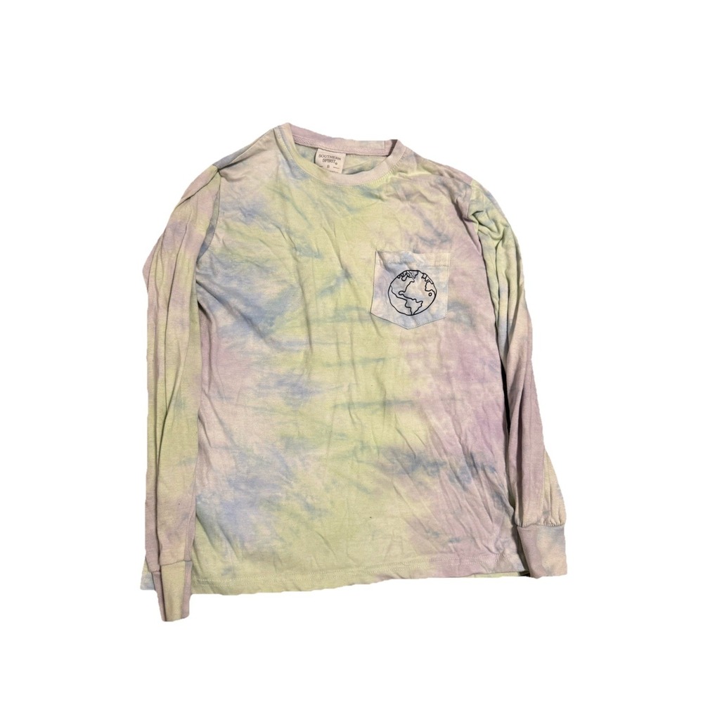 Southern Spirit Tie Dye Long Sleeve Graphic Pocket Cotton T-Shirt S Mother Earth